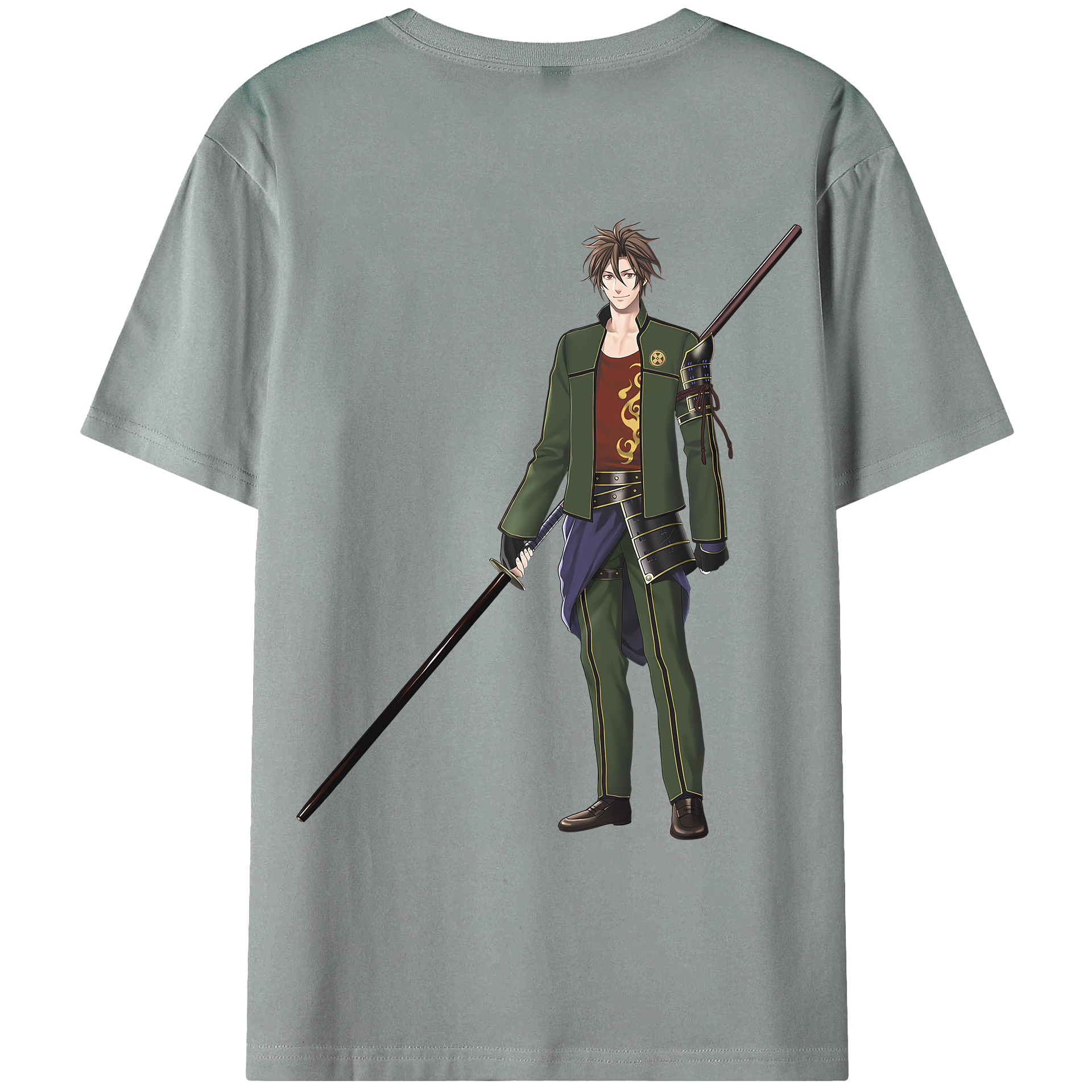 （画像用） 刀剣乱舞 Touken Ranbu 綿100％ メンズ半袖Tシャツ（バックプリント） 通気性